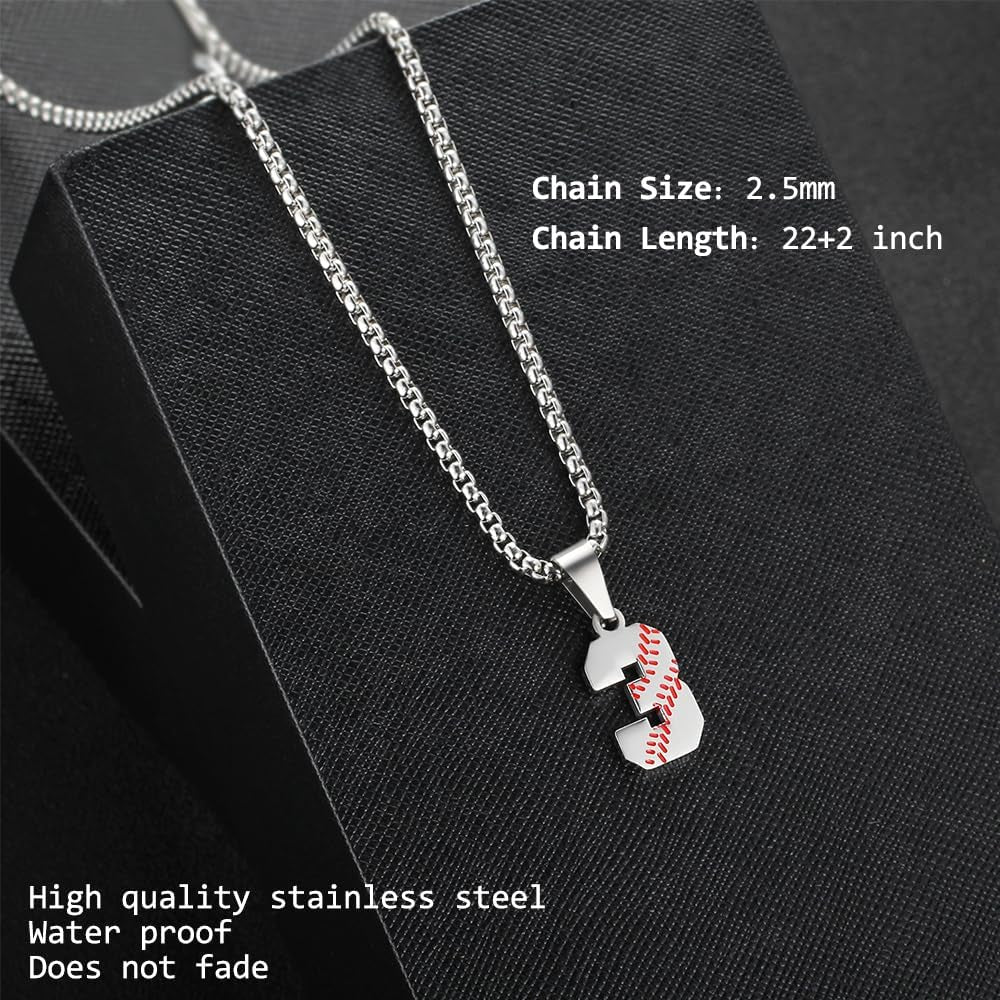 Inspiration Baseball Jersey Number Necklace Stainless Steel Charms Number Pendant for Men Women