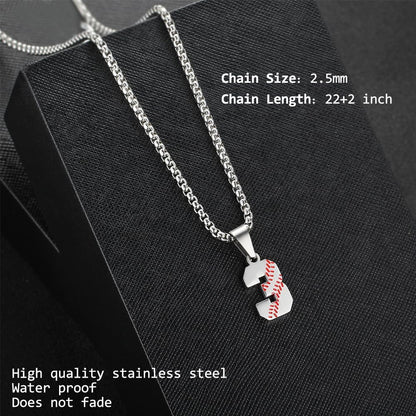 Inspiration Baseball Jersey Number Necklace Stainless Steel Charms Number Pendant for Men Women