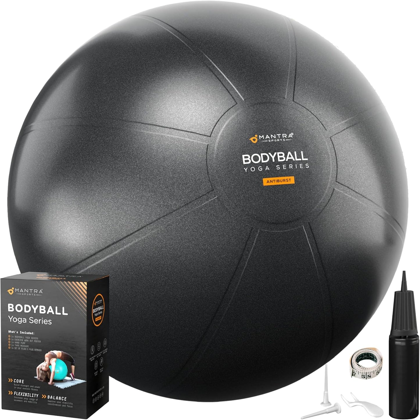 Exercise Ball – Yoga Ball for Pilates & Fitness - Birthing for Pregnancy, Stability, Core, Balance, Therapy for Physical Rehab, Workout for Home Gym & Office Chair, Fast Pump Included