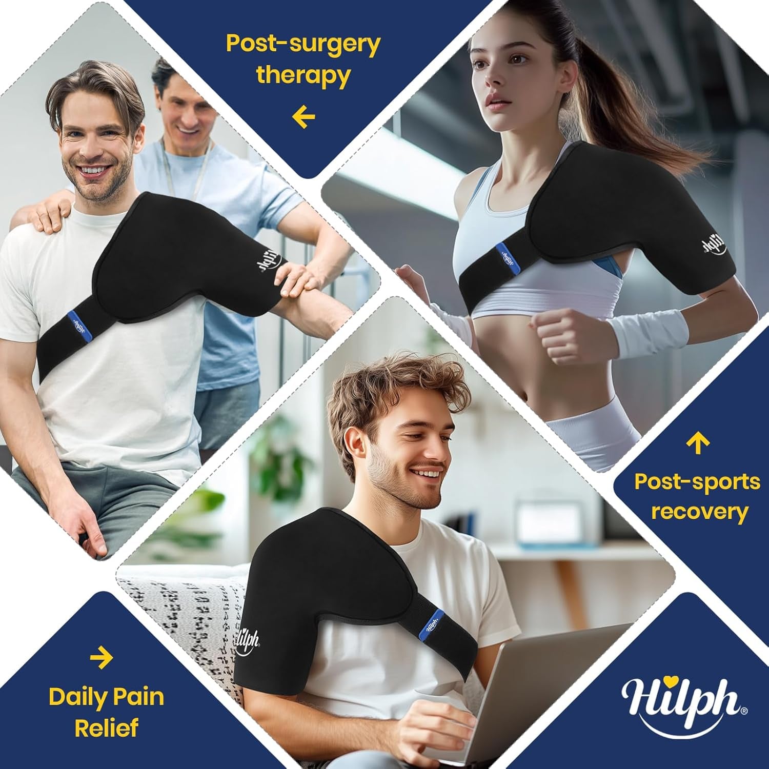 3D Double-Layer Gel Shoulder Ice Pack Wrap for Rotator Cuff & Surgery Recovery - Reusable Cold Therapy Gel Pack with Adjustable Straps, Easy to Wear, Flexible Fit for Men & Women, Medium