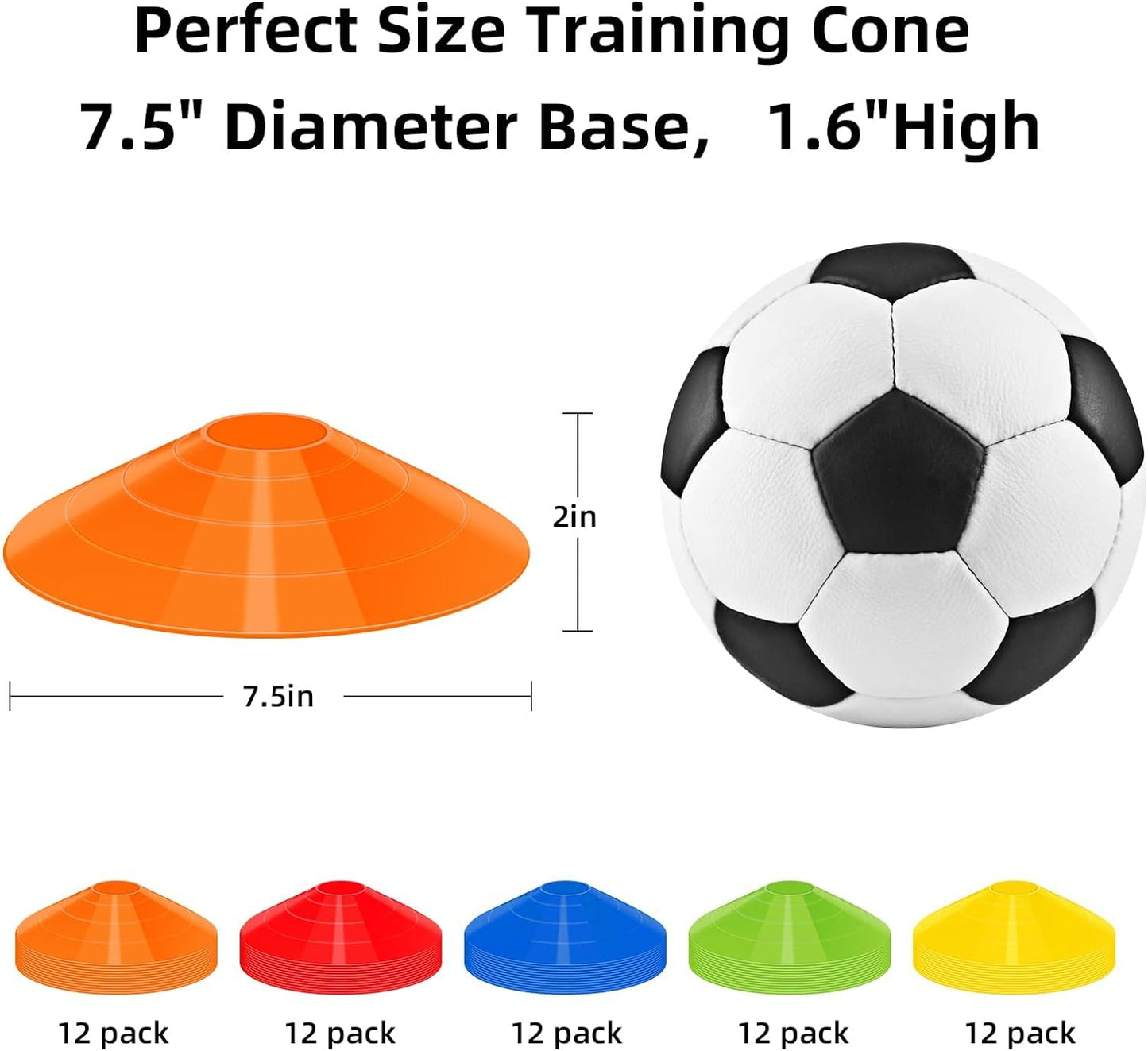 60/120 Pack Agile Soccer Cones with Portable Bags & Brackets,Sports Cones,Cones for Sports Training，Soccer Cones for Training，Soccer Training Equipment，Agile Soccer Cones Used for Football Training