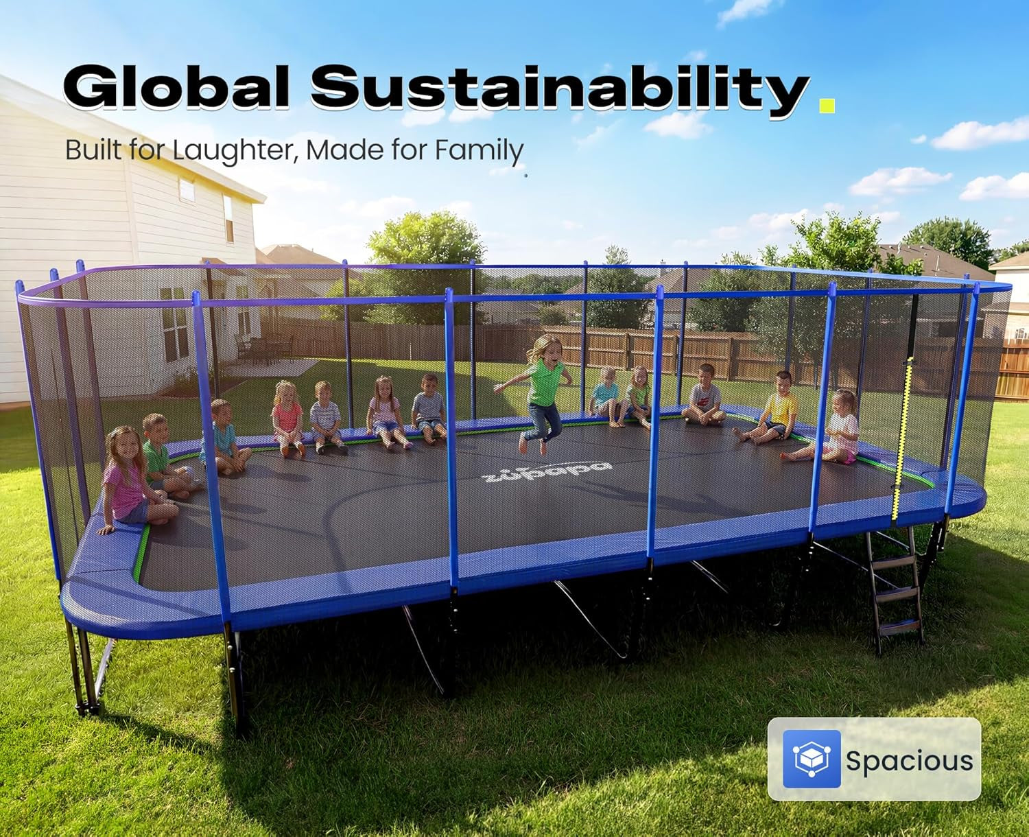 2500LBS Weight Capacity Rectangle Trampoline 13X23Ft Outdoor Square Gymnastics Trampolines with 10-Year Quality Assurance for Kids Adults Large Commercial Grade Rectangular Pro Trampoline