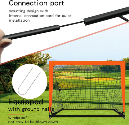 2 Pack 4’ X 3’ Size Portable Kid Soccer Goals for Backyard, Indoor and Outdoor Pop up Soccer Goals, Orange,