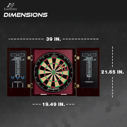 Official Size Dart Board Cabinet Set- Easy-Assembly & Complete with 6 Deluxe Steel Tip Darts and Accessories -Premium Darts Set with Scoreboard for Bar Games & Indoor Games